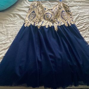 High low, strapless prom dress